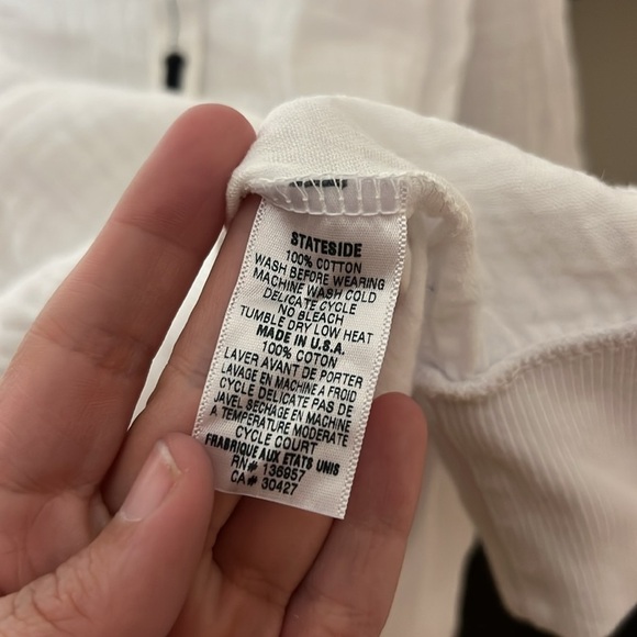 STATESIDE Crinkled Gauze Hoodie In White Size Medium - Picture 5 of 5